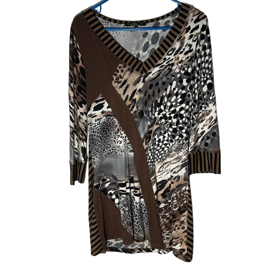 Lior Paris Geometric animal print long top or dress sz Medium